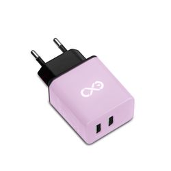 Uniwersalna ładowarka sieciowa eXc BASIC,2xUSBA QC,18W,liliowo-czarna
