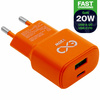 Uniwersalna szybka ładowarka sieciowa eXc SLIM, 1x USB-A QC + 1x USB-C PD, 20W, pomarańczowa