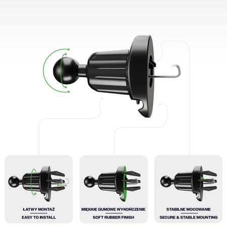 Uniwersalny, magnetyczny uchwyt samochodowy na telefon komórkowy eXc FLAT, czarno-grafitowy