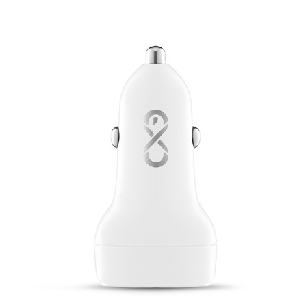 Uniwersalna szybka ładowarka samochodowa eXc LIGHT,2x USB-A QC, 45W, biała