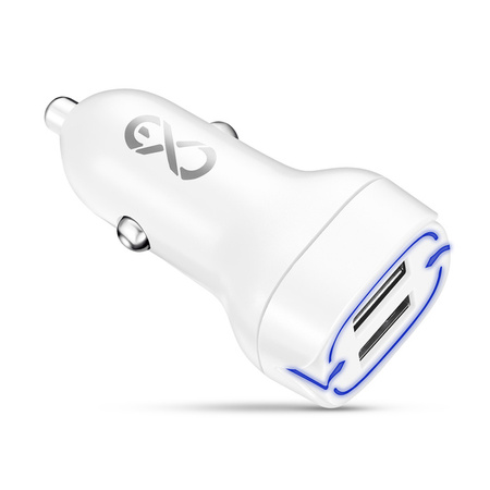 Uniwersalna szybka ładowarka samochodowa eXc LIGHT,2x USB-A QC, 45W, biała