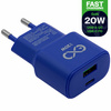 Uniwersalna ładowarka sieciowa eXc SLIM, 1x USB-A QC + 1x USB-C PD, 20W, granatowa