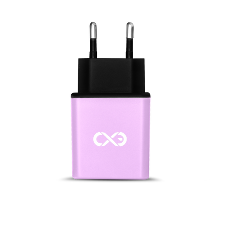 Uniwersalna ładowarka sieciowa eXc BASIC,2xUSBA QC,18W,liliowo-czarna