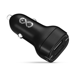 Uniwersalna szybka ładowarka samochodowa eXc LIGHT, 2x USB-A QC, 45W, czarny