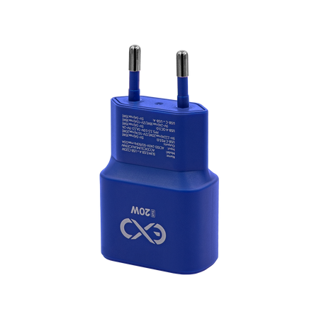 Uniwersalna ładowarka sieciowa eXc SLIM, 1x USB-A QC + 1x USB-C PD, 20W, granatowa