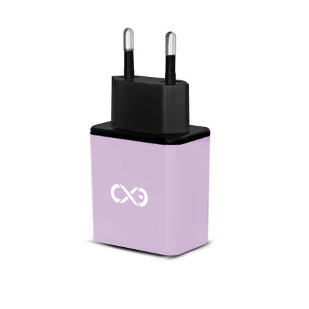 Uniwersalna ładowarka sieciowa eXc BASIC,2xUSBA QC,18W,liliowo-czarna