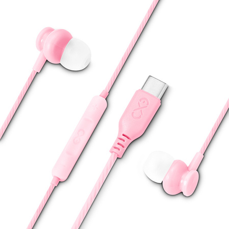 Słuchawki dokanałowe z mikrofonem eXc BASS,wtyk USBC,jasno różowe