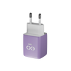 Uniwersalna szybka ładowarka sieciowa eXc CUBE, 1 xUSB-A QC + 1 xUSB-C PD, 30W, lilowo-biała