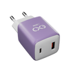Uniwersalna szybka ładowarka sieciowa eXc CUBE, 1 xUSB-A QC + 1 xUSB-C PD, 30W, lilowo-biała