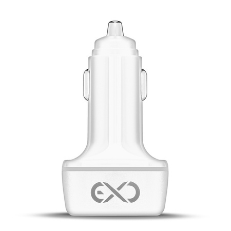 Uniwersalna szybka ładowarka samochodowa eXc LIGHT, 2x USB-A QC+1x USB-C PD, 48W, biała