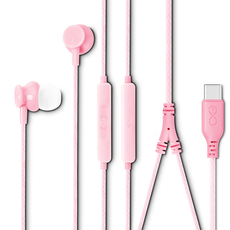 Słuchawki dokanałowe z mikrofonem eXc BASS,wtyk USBC,jasno różowe