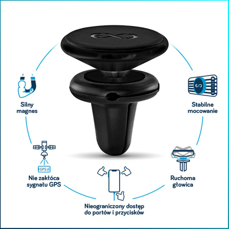 Uniwersalny magnetyczny uchwyt samochodowy na telefon komórkowy eXc HOLD, czarno-złoty