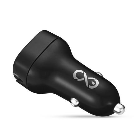 Uniwersalna szybka ładowarka samochodowa eXc LIGHT, 2x USB-A QC, 45W, czarny