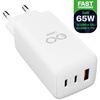 Uniwersalna szybka ładowarka sieciowa eXc CUBE, 1x USB-A QC + 2x USB-C PD, 65W, biała