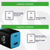 Uniwersalna szybka ładowarka sieciowa eXc CUBE, 1x USB-A QC + 1x USB-C PD, 30W, czarno-niebieska