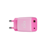 Uniwersalna szybka ładowarka sieciowa eXc CUBE, 1x USB-A QC + 1x USB-C PD, 30W, jasno różowo-różowa