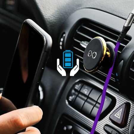 Uniwersalny magnetyczny uchwyt samochodowy na telefon komórkowy eXc HOLD, czarno-złoty