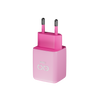 Uniwersalna szybka ładowarka sieciowa eXc CUBE, 1x USB-A QC + 1x USB-C PD, 30W, jasno różowo-różowa