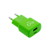 Uniwersalna szybka ładowarka sieciowa eXc SLIM, 1x USB-A QC + 1x USB-C PD, 20W, neonowo zielona